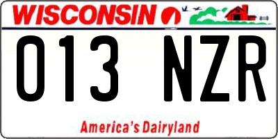 WI license plate 013NZR