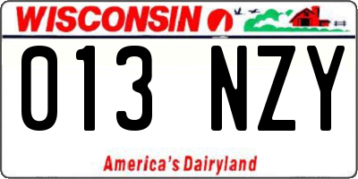 WI license plate 013NZY