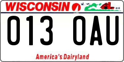 WI license plate 013OAU