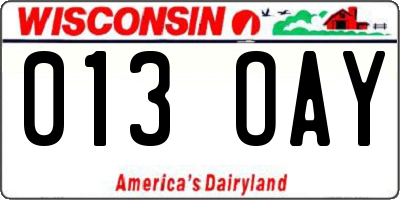 WI license plate 013OAY