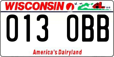 WI license plate 013OBB