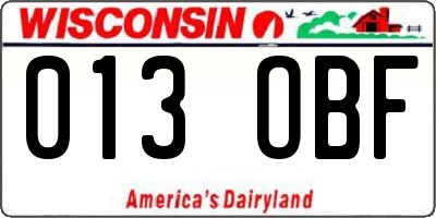 WI license plate 013OBF