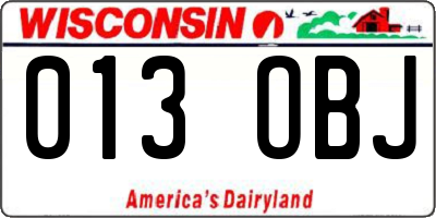 WI license plate 013OBJ