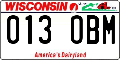 WI license plate 013OBM