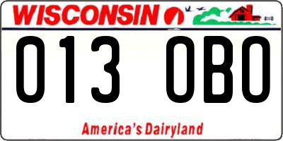 WI license plate 013OBO
