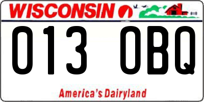 WI license plate 013OBQ