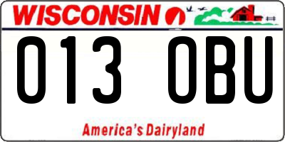 WI license plate 013OBU