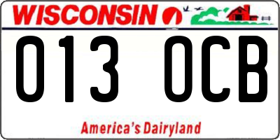 WI license plate 013OCB