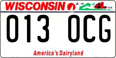 WI license plate 013OCG