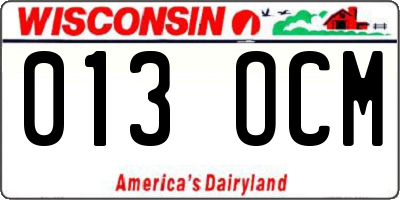 WI license plate 013OCM