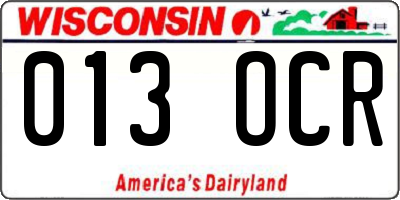 WI license plate 013OCR