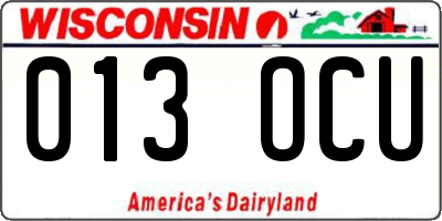 WI license plate 013OCU