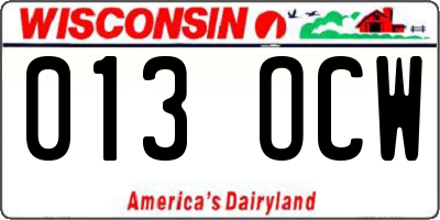 WI license plate 013OCW