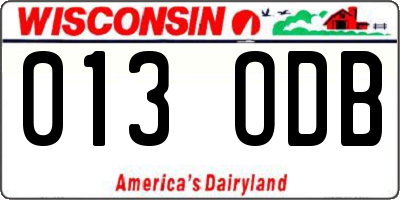 WI license plate 013ODB