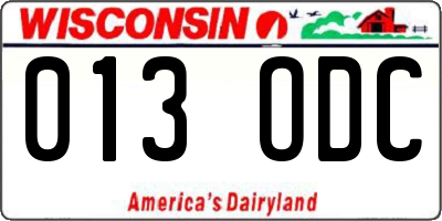 WI license plate 013ODC