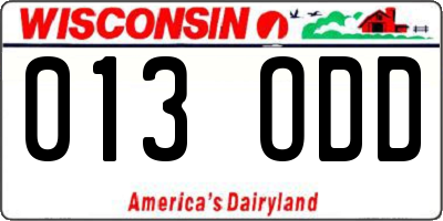 WI license plate 013ODD
