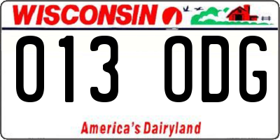 WI license plate 013ODG
