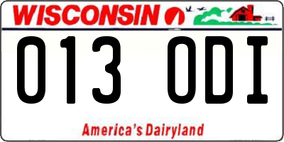 WI license plate 013ODI