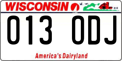 WI license plate 013ODJ