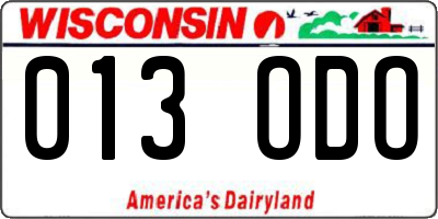 WI license plate 013ODO
