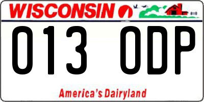 WI license plate 013ODP