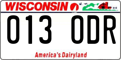 WI license plate 013ODR