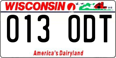 WI license plate 013ODT