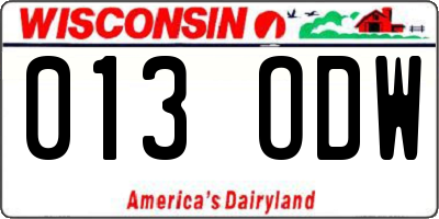 WI license plate 013ODW