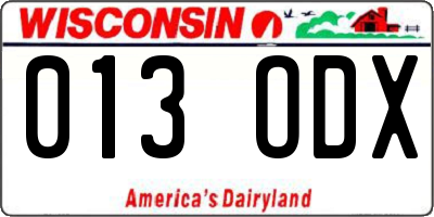 WI license plate 013ODX