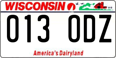 WI license plate 013ODZ