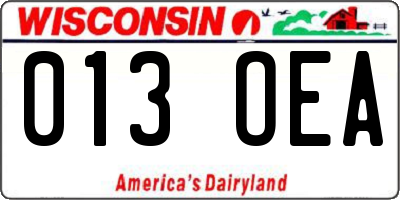 WI license plate 013OEA