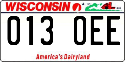 WI license plate 013OEE