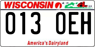 WI license plate 013OEH