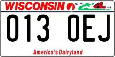 WI license plate 013OEJ