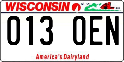 WI license plate 013OEN