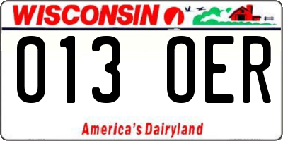 WI license plate 013OER
