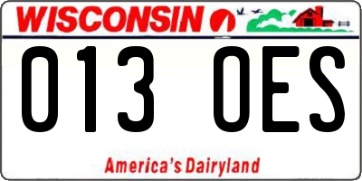 WI license plate 013OES