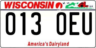 WI license plate 013OEU