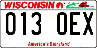 WI license plate 013OEX