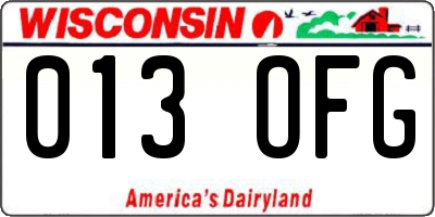 WI license plate 013OFG