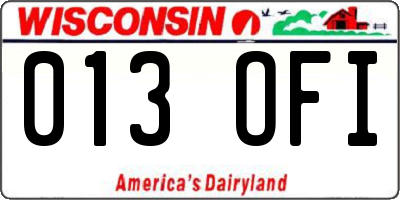 WI license plate 013OFI