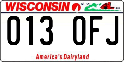 WI license plate 013OFJ