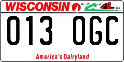 WI license plate 013OGC