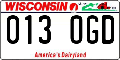 WI license plate 013OGD