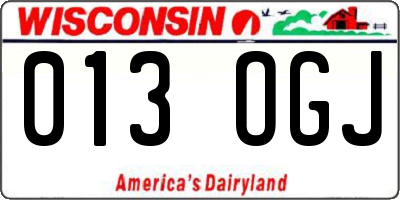 WI license plate 013OGJ