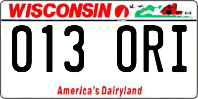 WI license plate 013ORI