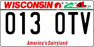 WI license plate 013OTV