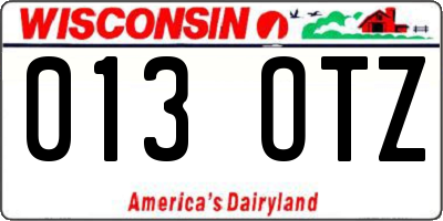 WI license plate 013OTZ
