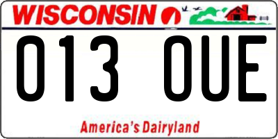 WI license plate 013OUE