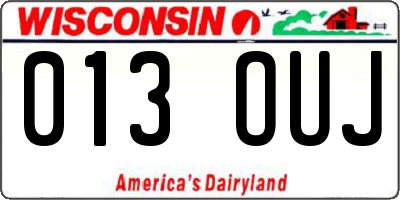 WI license plate 013OUJ